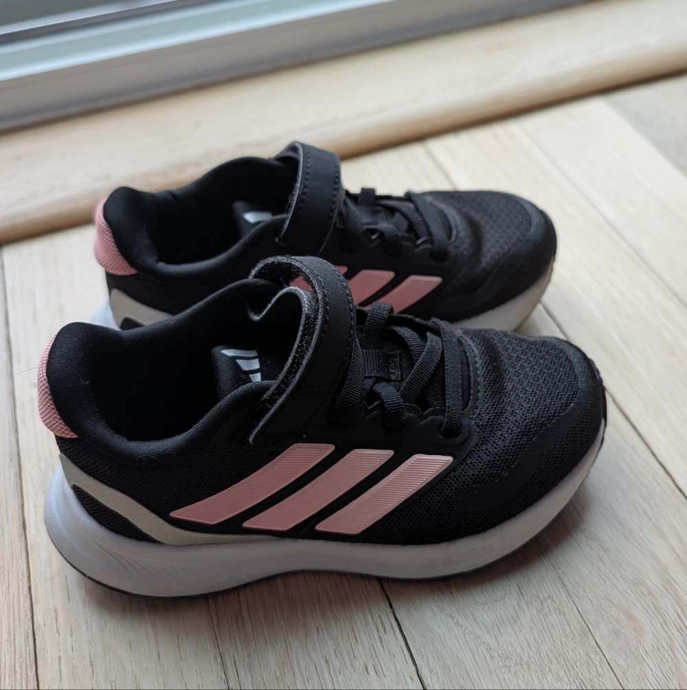 Adidas Runfalcon Cloudfoam Shoes Size Kids 10.5 Pink And Black